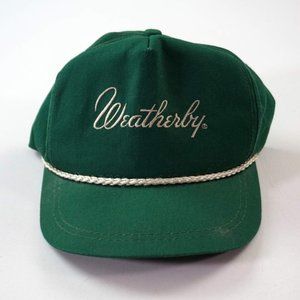 Vintage Weatheby Script Spellout Hat With Rope Green White Rare K Products USA